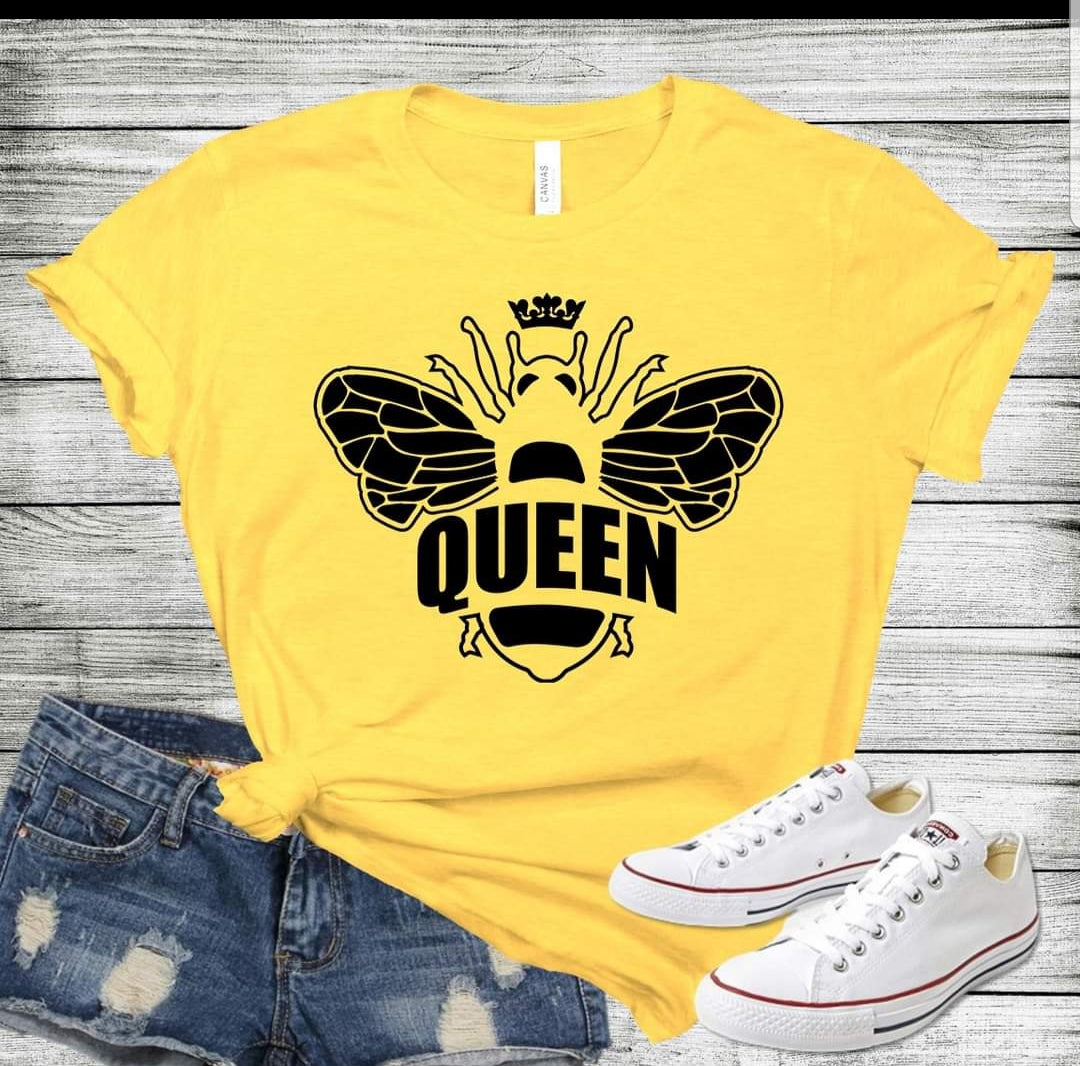 Women's Graphic T-Shirt - Queen Bee - Yellow