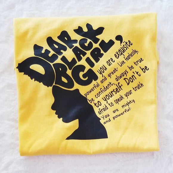 Women's Graphic T-Shirt - Dear Black Girl (Yellow)