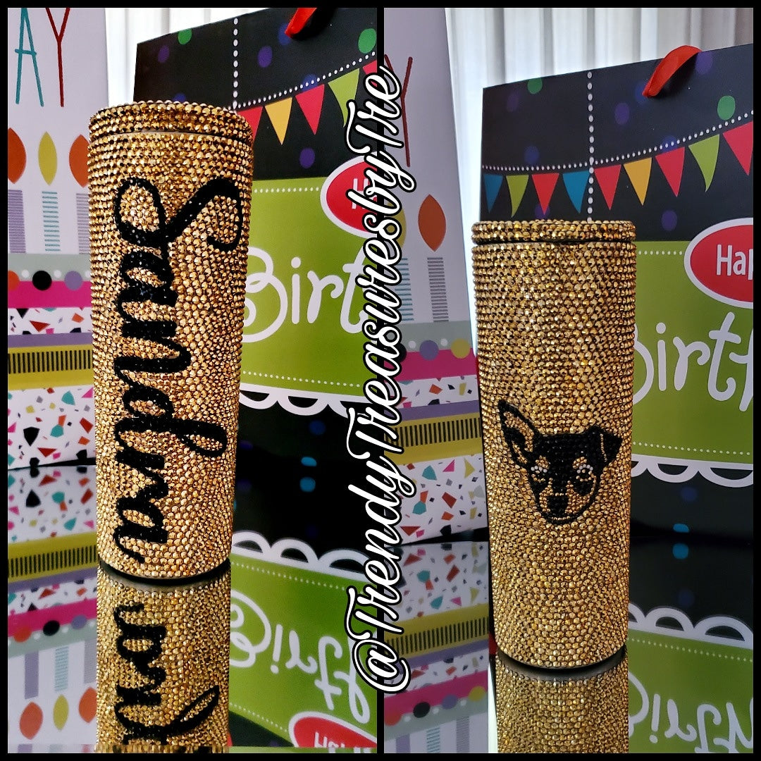 Custom 20oz Stainless Steel Bling Tumbler - Sandra