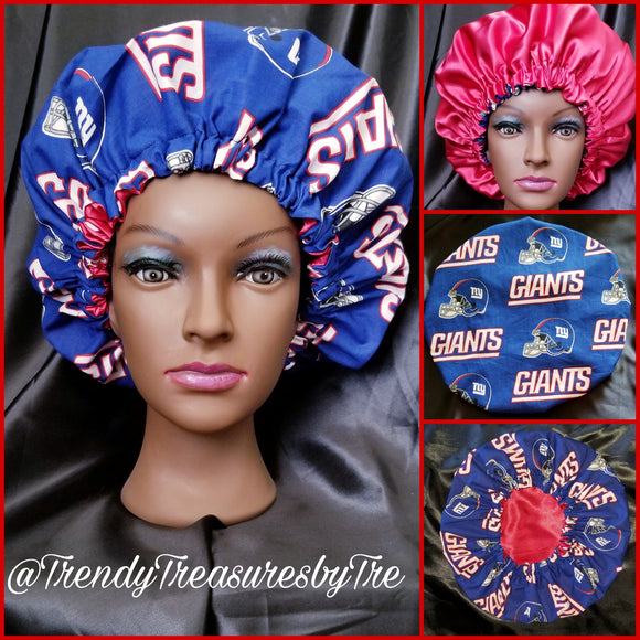 New York Giants NFL Satin Lined Bonnet with Red Satin Lining