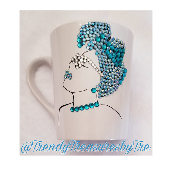 Bling Headwrap Queen Teal Coffee & Tea Cup
