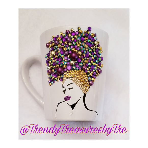 Bling Purple & Gold Goddess Coffee & Tea Cup