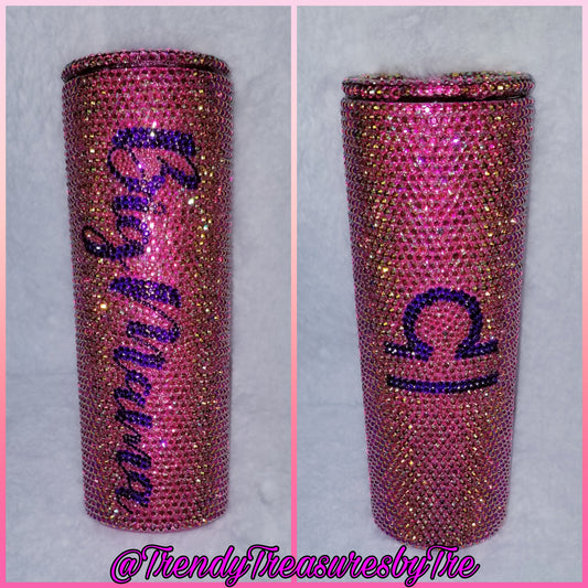 Custom 20oz Stainless Steel Bling Tumbler - Big Mama (Libra Zodiac)