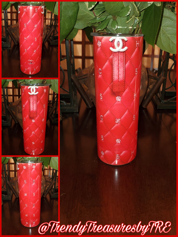 Red Chanel 20oz Sublimation Stainless Steel Tumbler