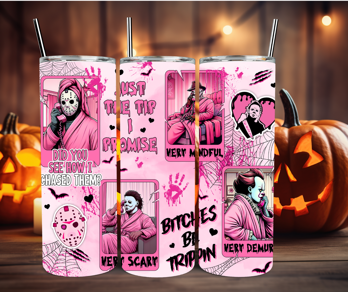 Halloween Bitches Be Trippin 20oz Stainless Steel Tumbler