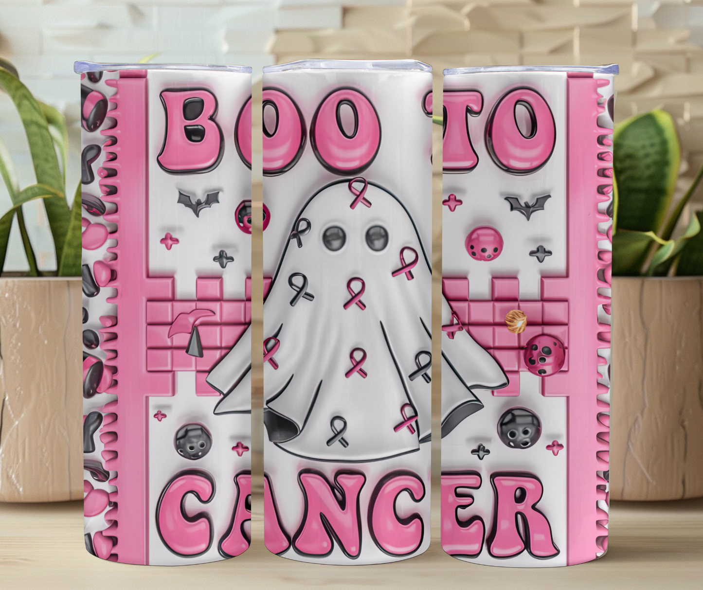 Awareness Boo to Cancer 20oz Stainless Steel Tumbler