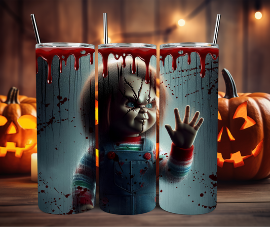 Halloween Chucky Behind Glass 20oz Stainless Steel Tumbler