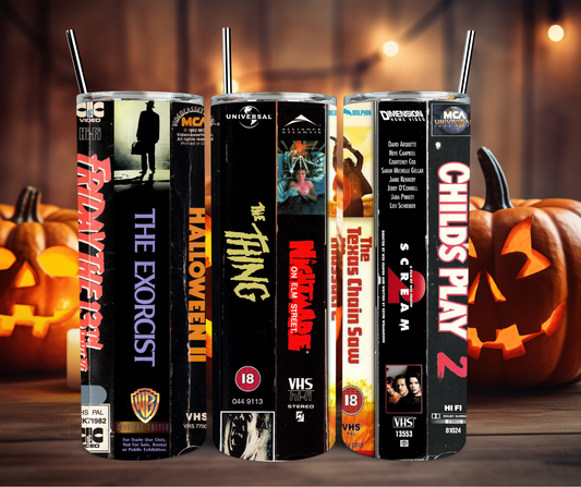 Halloween VHS Scary Movies 20oz Stainless Steel Tumbler