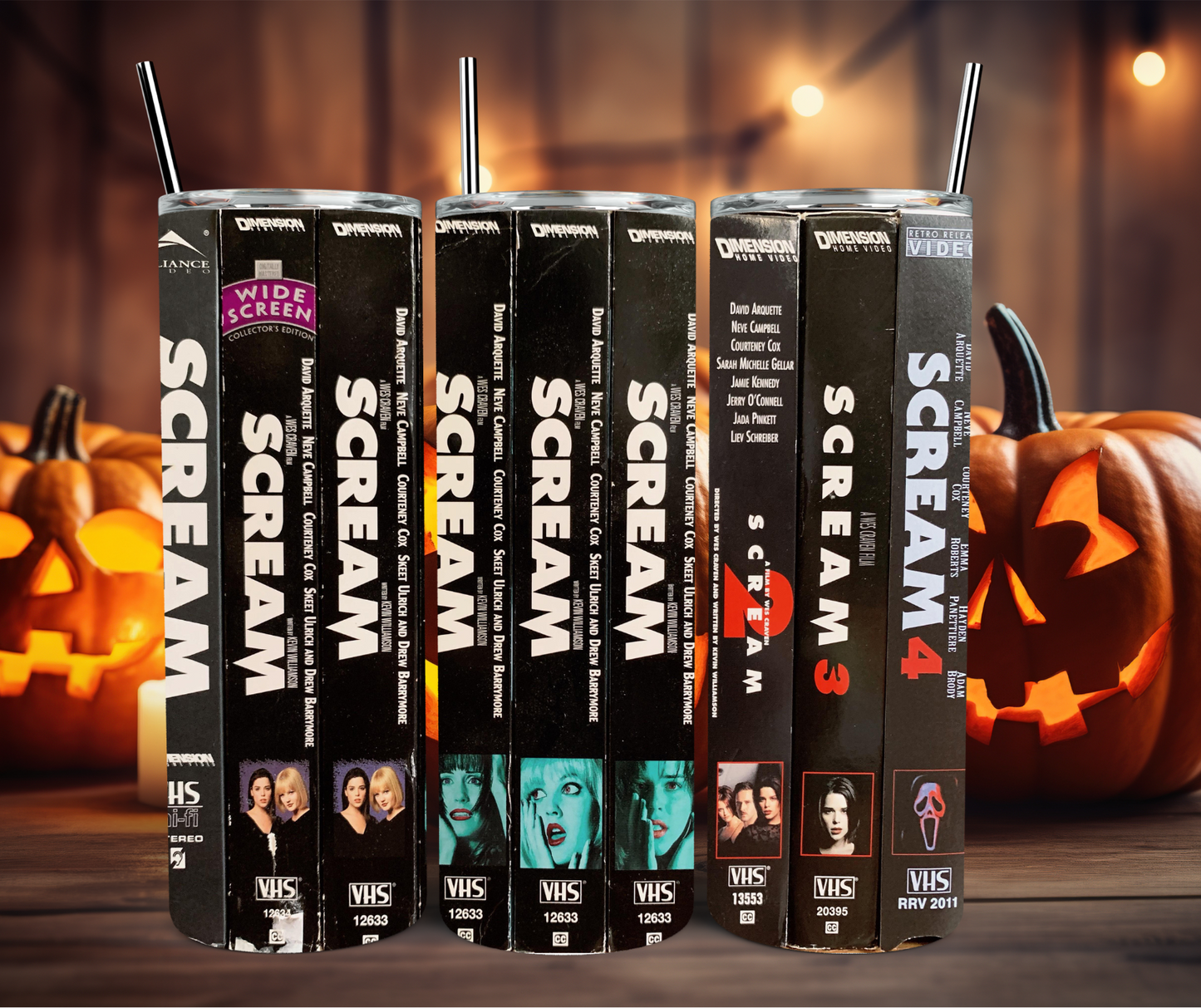 Halloween VHS Scream Movies 20oz Stainless Steel Tumbler