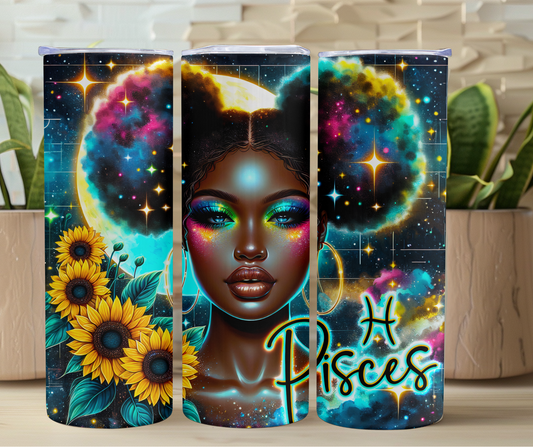 Pretty Brown Girl Pisces 20oz Stainless Steel Tumbler