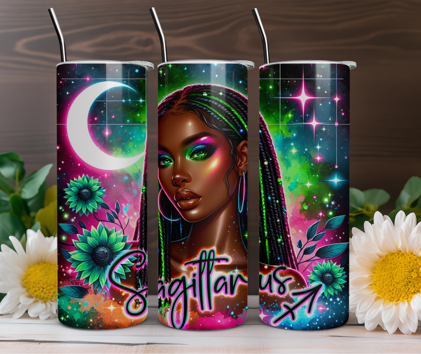 Pretty Brown Girl Sagittarius 20oz Stainless Steel Tumbler