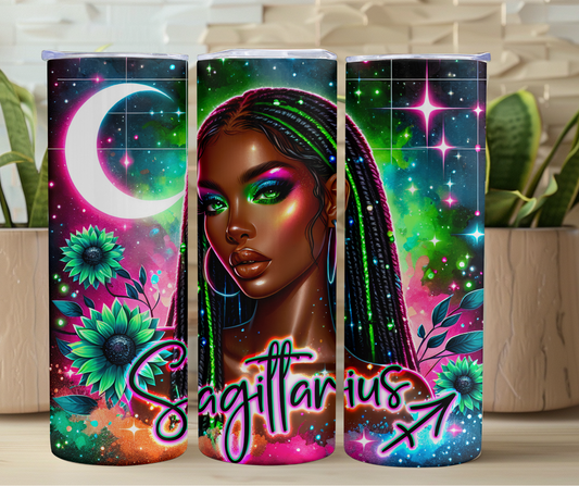 Pretty Brown Girl Sagittarius 20oz Stainless Steel Tumbler