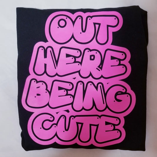 Women's Graphic T-Shirt - Out Here Being Cute - Black