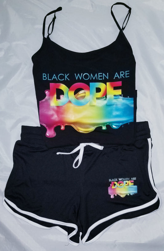 Women's Short Set -Black Women Are Dope - Black