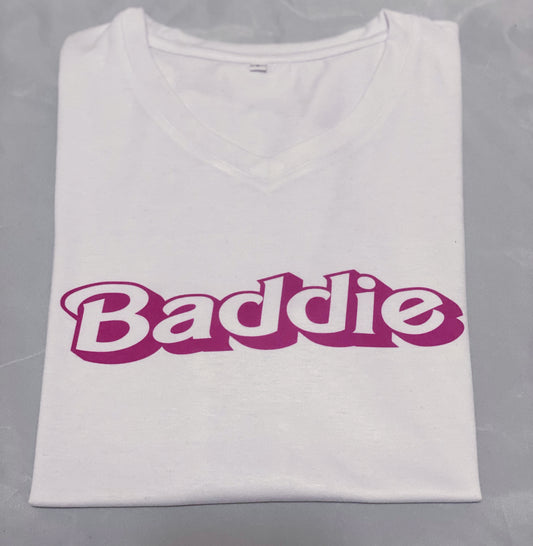 Women's Graphic V-neck T-Shirt - Baddie