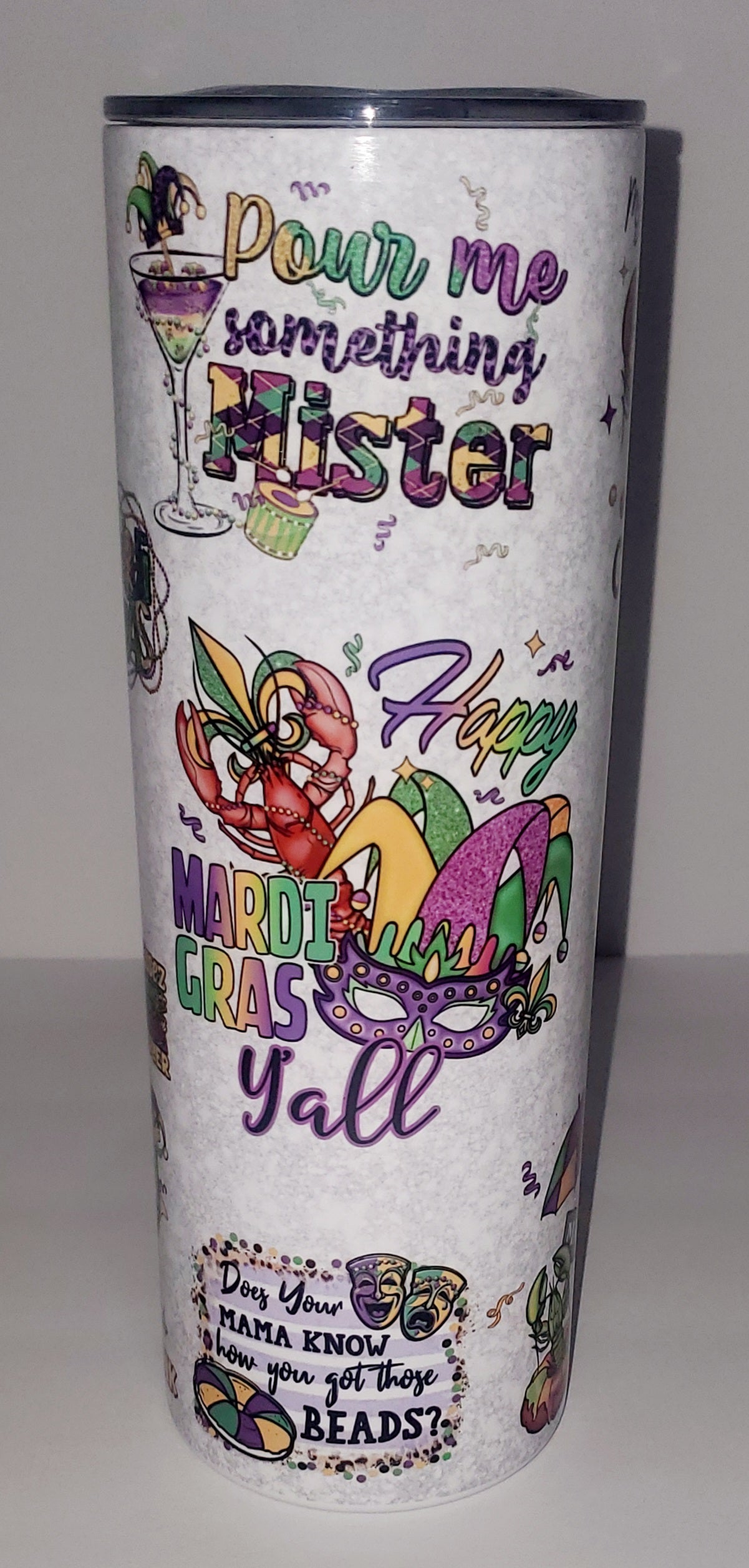 Happy Mardi Gras Y'all 20oz Sublimation Stainless Steel Tumbler