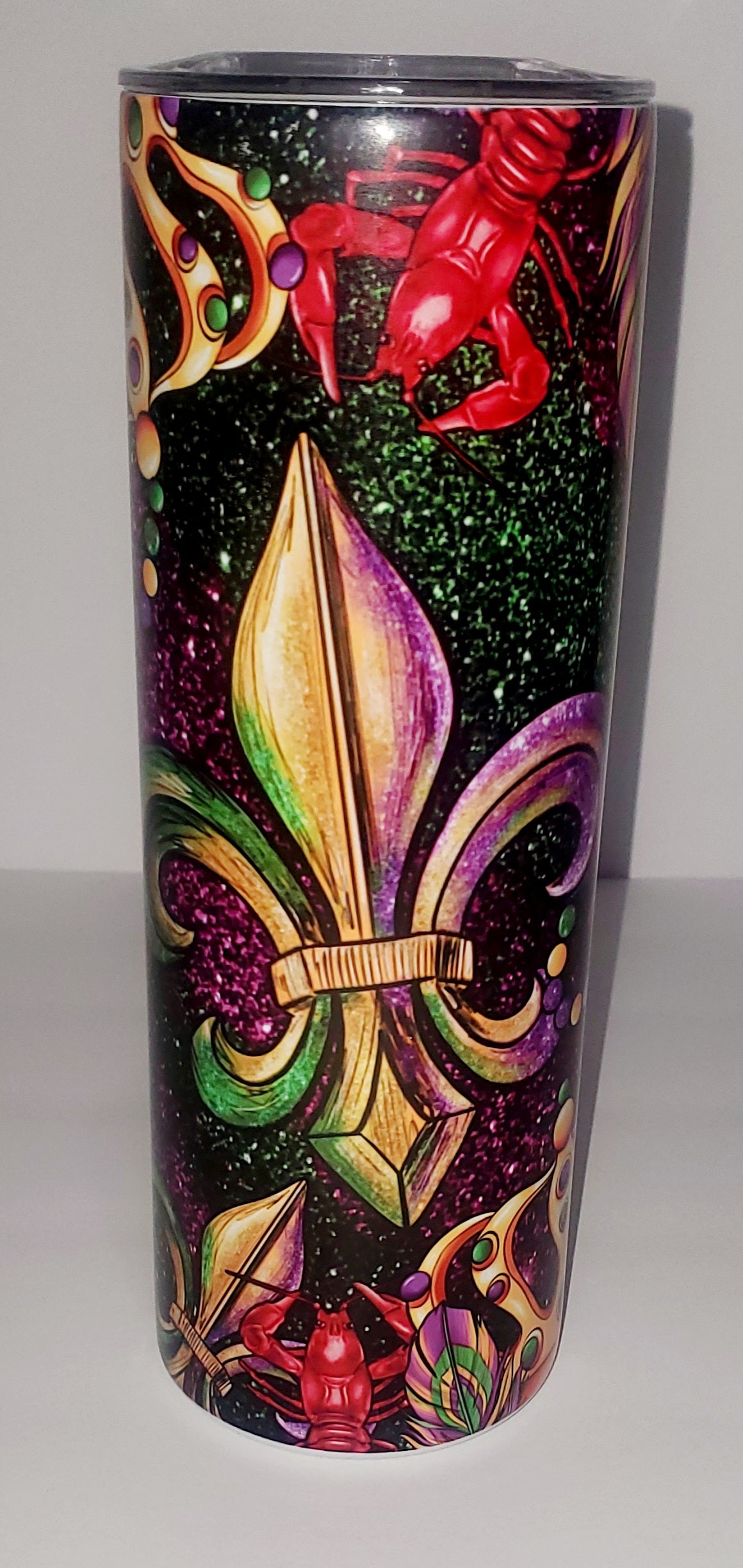 Mardi Gras and Crawfish 20oz Sublimation Stainless Steel Tumbler