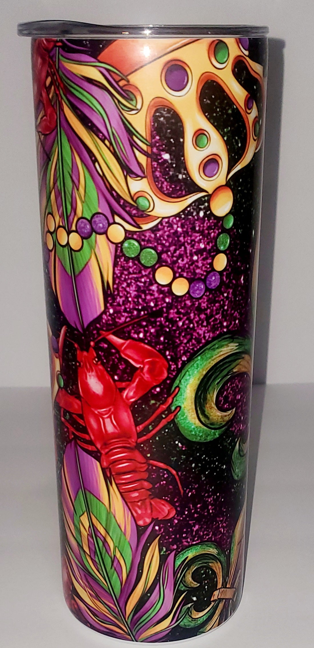 Mardi Gras and Crawfish 20oz Sublimation Stainless Steel Tumbler