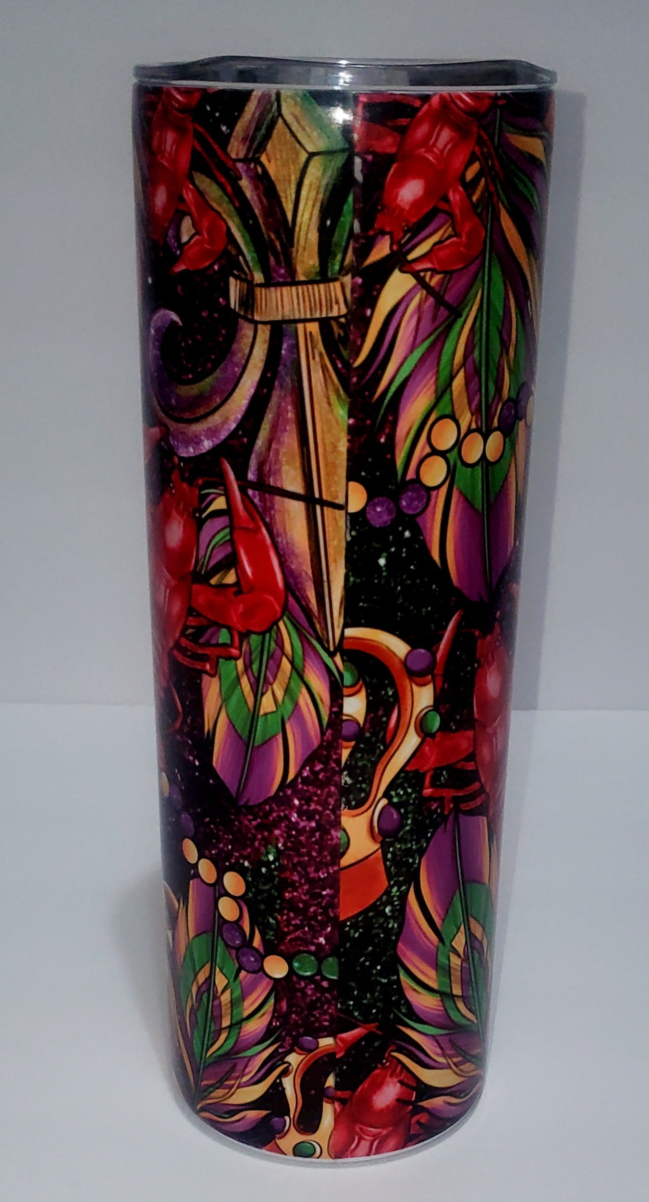 Mardi Gras and Crawfish 20oz Sublimation Stainless Steel Tumbler