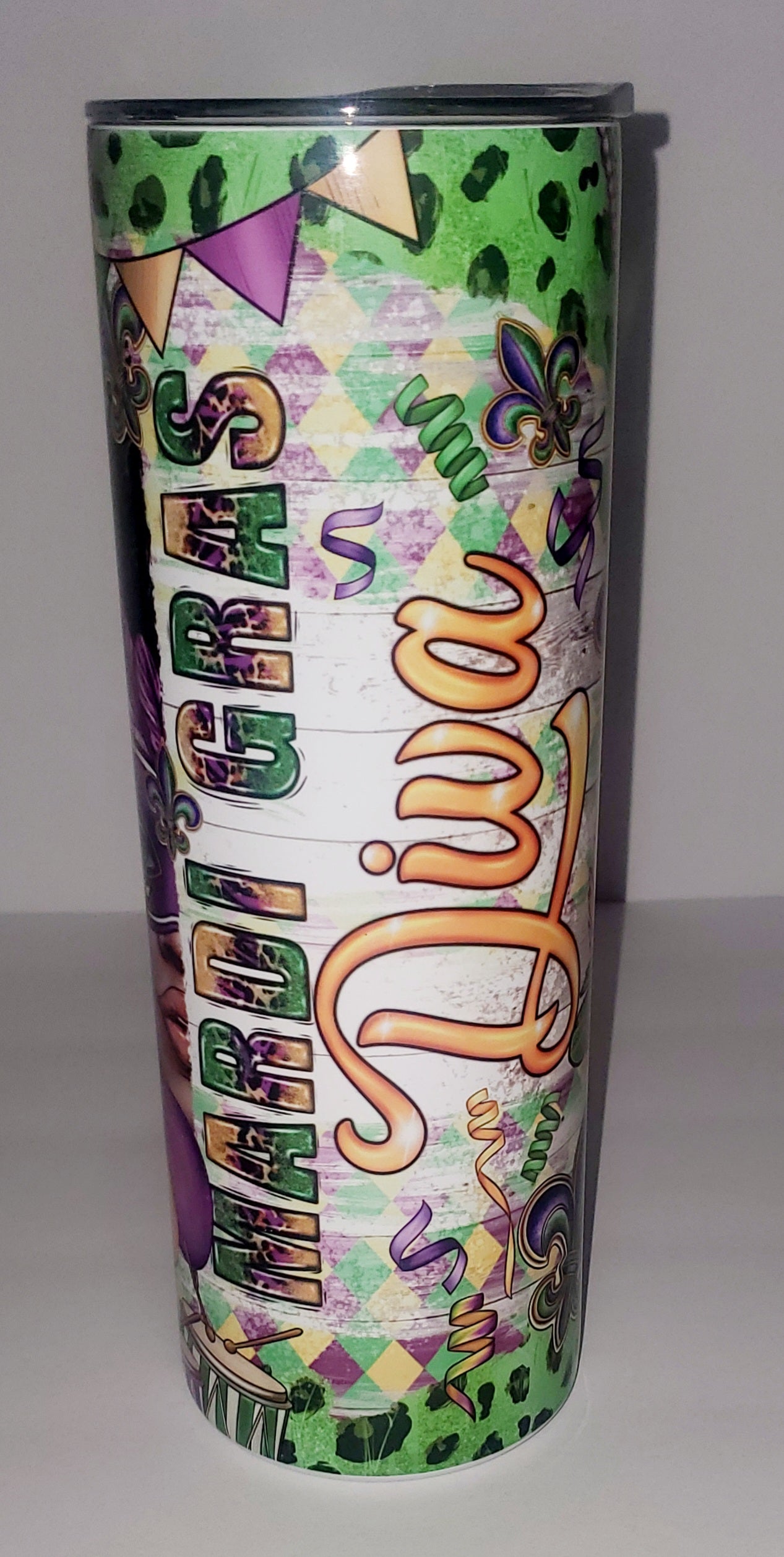 Mardi Gras Diva 20oz Sublimation Stainless Steel Tumbler