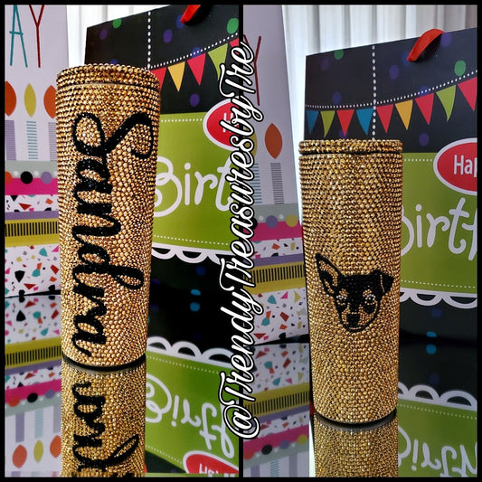 Custom 20oz Stainless Steel Bling Tumbler - Sandra