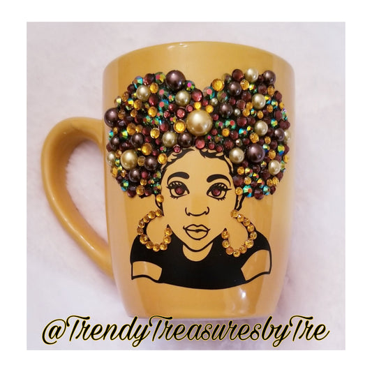 Bling Afro Puffs Mocha Mix Coffee &Tea Cup