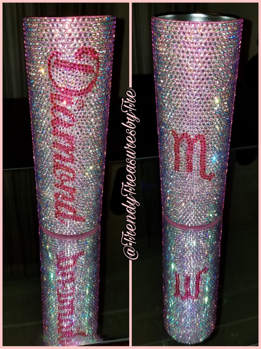 Custom 20oz Stainless Steel Bling Tumbler - Diamond (Scorpio Zodiac)