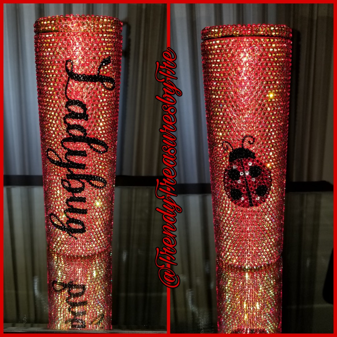 Custom 20oz Stainless Steel Bling Tumbler - Ladybug