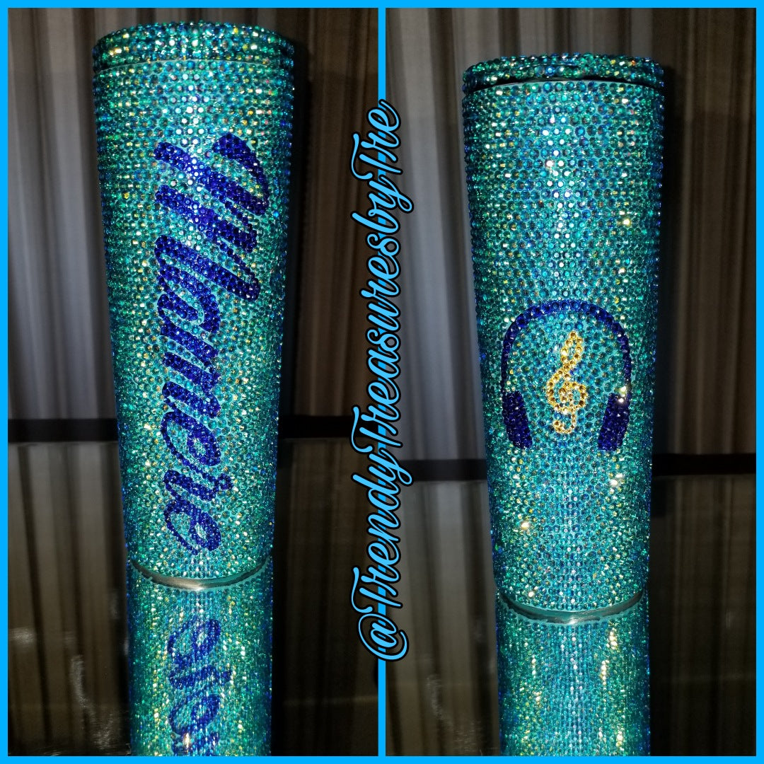 Custom 20oz Stainless Steel Bling Tumbler - Mamere (Music Lover)