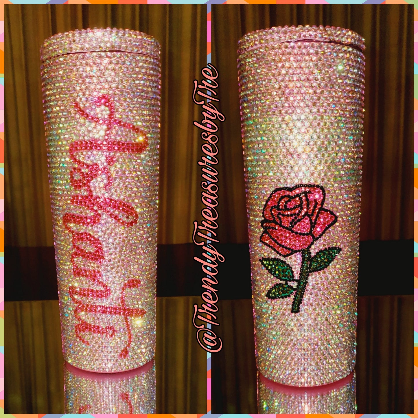 Custom 20oz Stainless Steel Bling Tumbler - Ashanti (Rose)